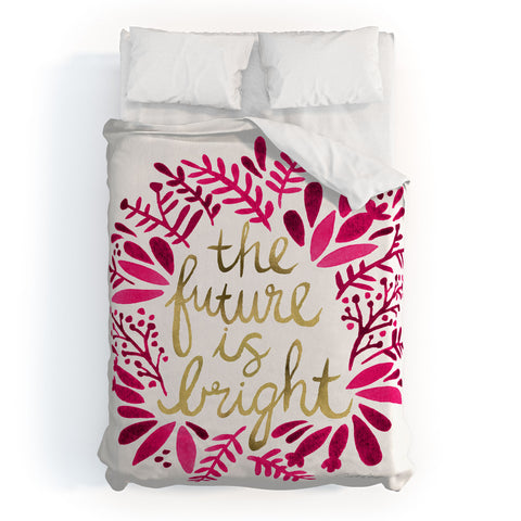 Cat Coquillette Future is Bright Pink Gold Duvet Cover