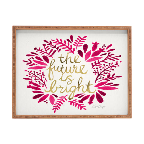 Cat Coquillette Future is Bright Pink Gold Rectangular Tray