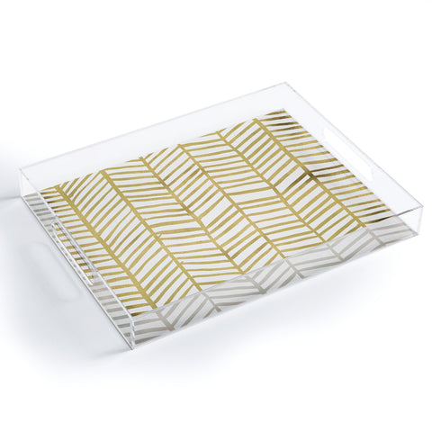 Cat Coquillette Gold Herringbone Acrylic Tray
