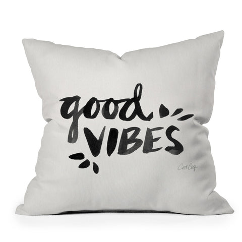 Cat Coquillette Good Vibes Black Ink Throw Pillow