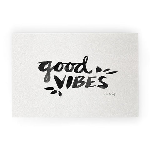 Cat Coquillette Good Vibes Black Ink Welcome Mat