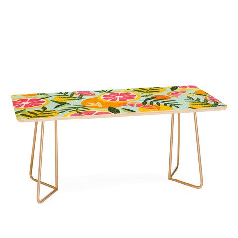 Cat Coquillette Grapefruit Blooms Mint Palette Coffee Table