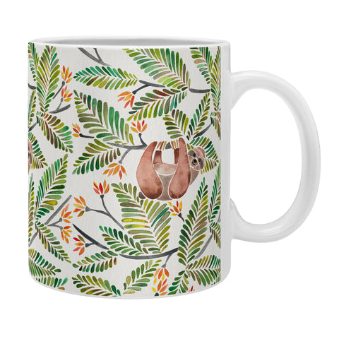 Cat Coquillette Happy Sloth Tropical Green Rainforest Coffee Mug