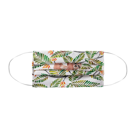 Cat Coquillette Happy Sloth Tropical Green Rainforest Face Mask