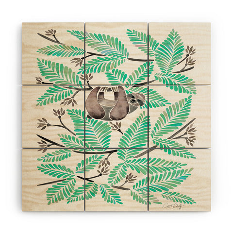 Cat Coquillette Happy Sloth Wood Wall Mural