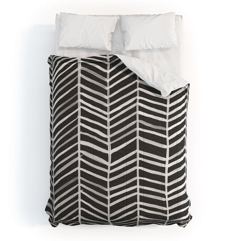 Cat Coquillette Herringbone Black White Comforter