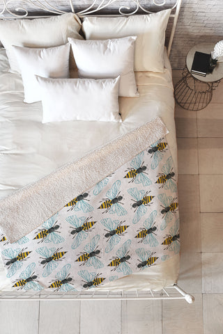 Cat Coquillette Honey Bee Pattern Fleece Throw Blanket