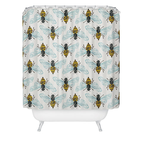 Cat Coquillette Honey Bee Pattern Shower Curtain