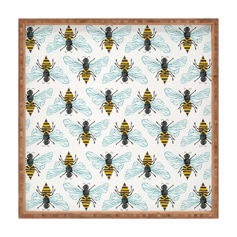 Cat Coquillette Honey Bee Pattern Square Tray