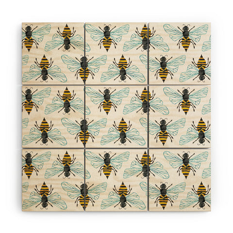 Cat Coquillette Honey Bee Pattern Wood Wall Mural