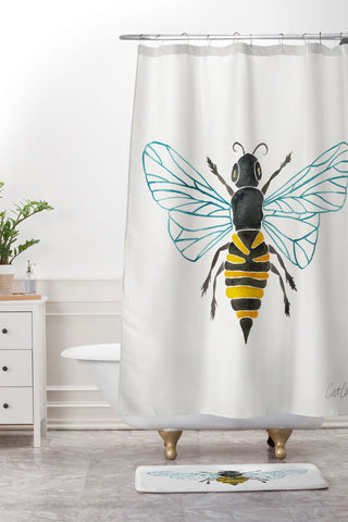 Cat Coquillette Honey Bee Shower Curtain And Mat