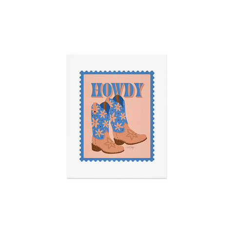 Cat Coquillette Howdy Cowgirl Blue Peach Art Print