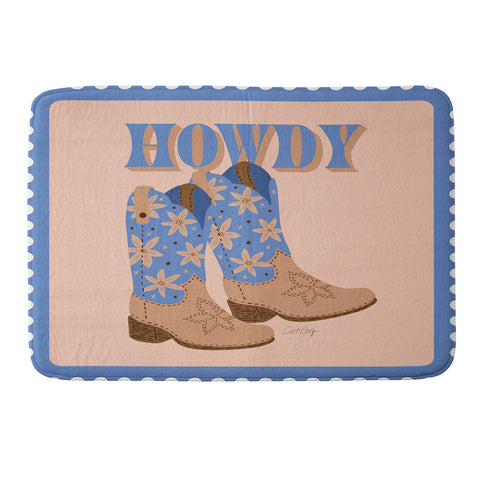 Cat Coquillette Howdy Cowgirl Blue Peach Memory Foam Bath Mat
