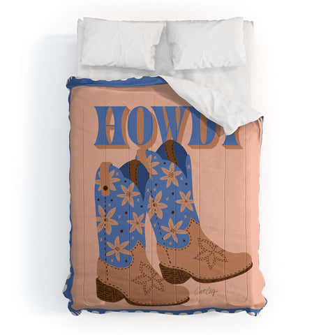 Cat Coquillette Howdy Cowgirl Blue Peach Comforter