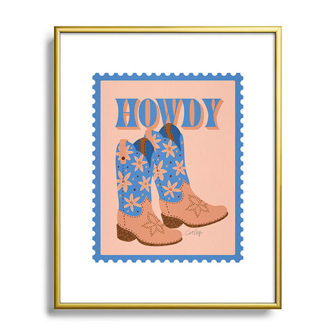 Cat Coquillette Howdy Cowgirl Blue Peach Metal Framed Art Print
