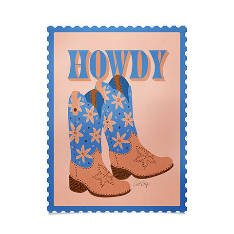Cat Coquillette Howdy Cowgirl Blue Peach Poster
