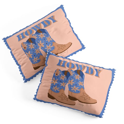 Cat Coquillette Howdy Cowgirl Blue Peach Pillow Shams