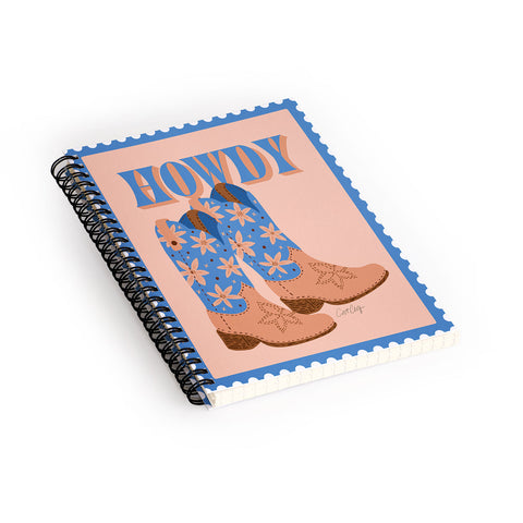 Cat Coquillette Howdy Cowgirl Blue Peach Spiral Notebook