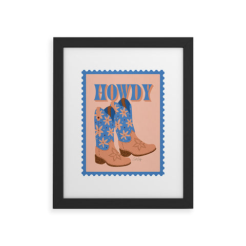Cat Coquillette Howdy Cowgirl Blue Peach Framed Art Print