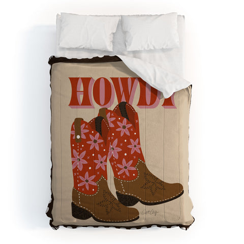 Cat Coquillette Howdy Cowgirl Coral Pink Comforter