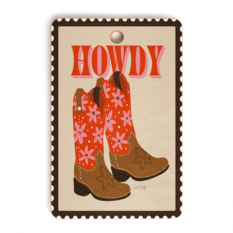 Cat Coquillette Howdy Cowgirl Coral Pink Cutting Board Rectangle