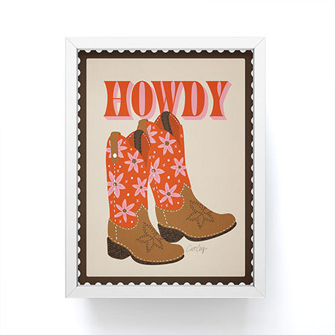 Cat Coquillette Howdy Cowgirl Coral Pink Framed Mini Art Print