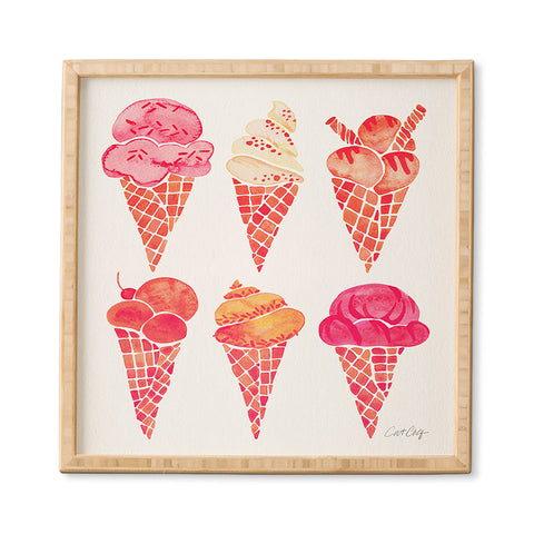 Cat Coquillette Ice Cream Cones Pink Framed Wall Art