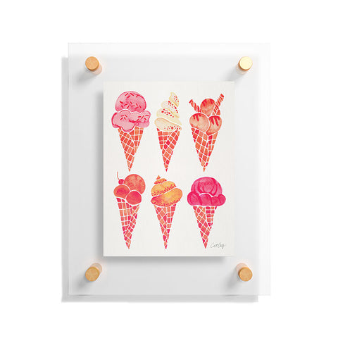 Cat Coquillette Ice Cream Cones Pink Floating Acrylic Print