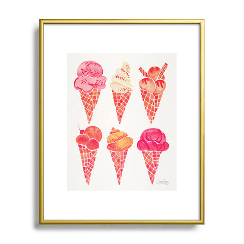 Cat Coquillette Ice Cream Cones Pink Metal Framed Art Print