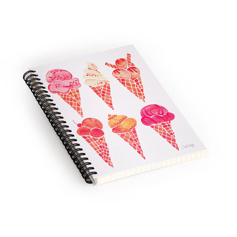Cat Coquillette Ice Cream Cones Pink Spiral Notebook