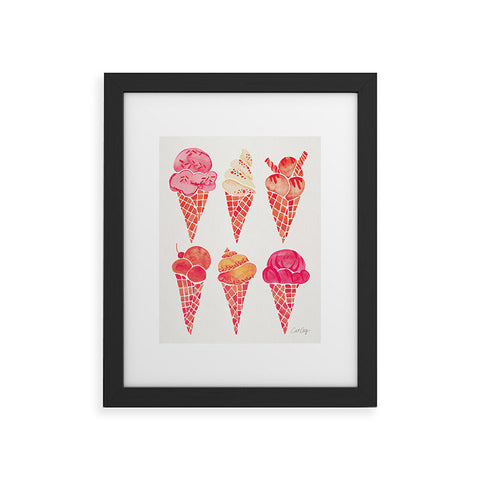 Cat Coquillette Ice Cream Cones Pink Framed Art Print