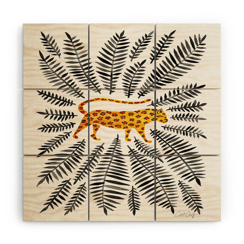 Cat Coquillette Jaguar and Fronds Wood Wall Mural
