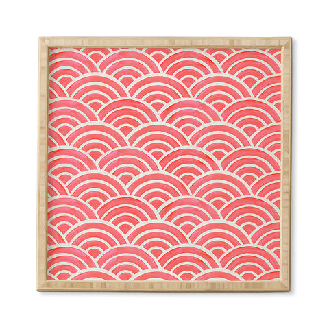 Cat Coquillette Japanese Seigaiha Wave Coral Framed Wall Art