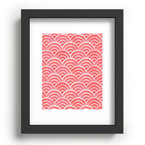 Cat Coquillette Japanese Seigaiha Wave Coral Recessed Framing Rectangle