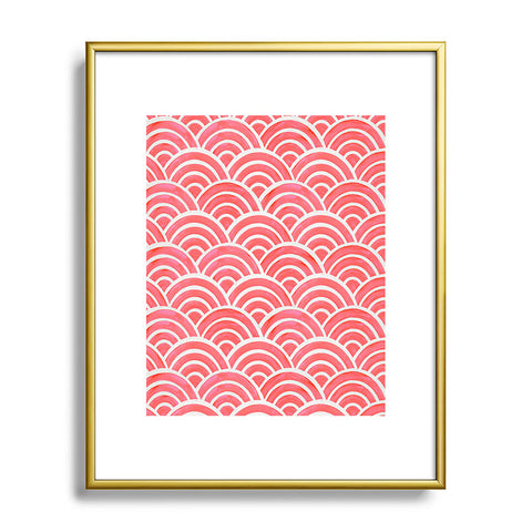 Cat Coquillette Japanese Seigaiha Wave Coral Metal Framed Art Print