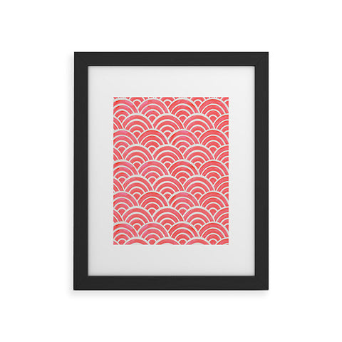 Cat Coquillette Japanese Seigaiha Wave Coral Framed Art Print