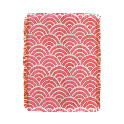 Cat Coquillette Japanese Seigaiha Wave Coral Throw Blanket