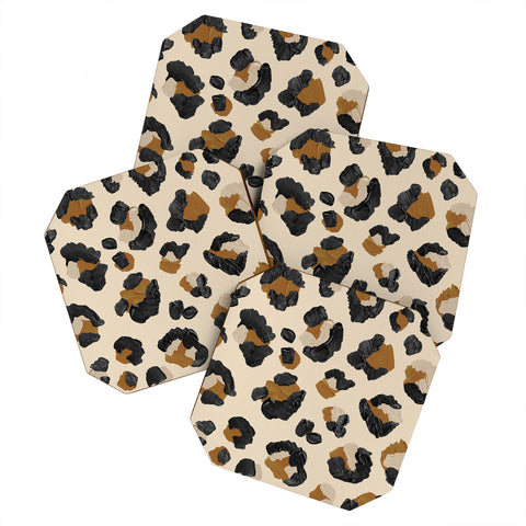 Cat Coquillette Leopard Print Neutral Gold Li Coaster Set