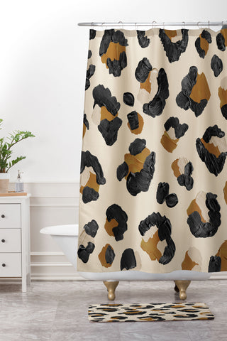 Cat Coquillette Leopard Print Neutral Gold Li Shower Curtain And Mat