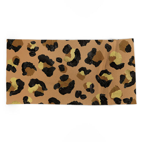 Cat Coquillette Leopard Print Neutral Gold Beach Towel