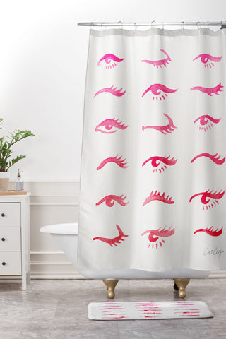 Cat Coquillette Mascara Envy Pink Shower Curtain And Mat