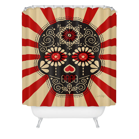 Cat Coquillette Mexican Sugar Skull Shower Curtain