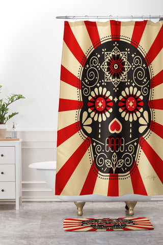 Cat Coquillette Mexican Sugar Skull Shower Curtain And Mat