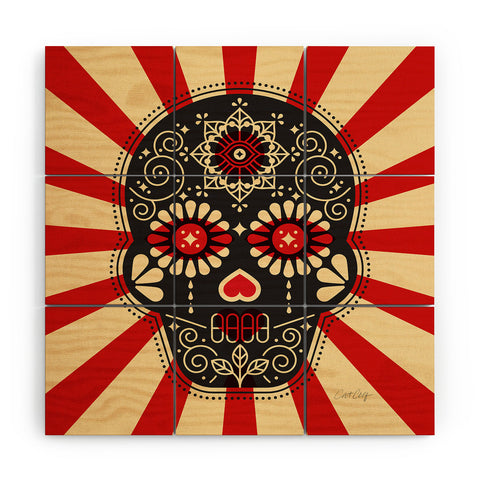 Cat Coquillette Mexican Sugar Skull Wood Wall Mural