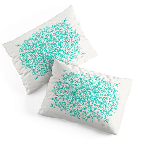Cat Coquillette Moroccan Mandala Turquoise Pillow Shams