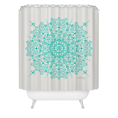 Cat Coquillette Moroccan Mandala Turquoise Shower Curtain