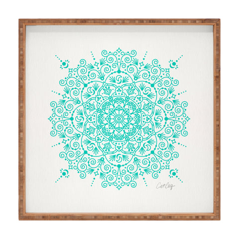 Cat Coquillette Moroccan Mandala Turquoise Square Tray