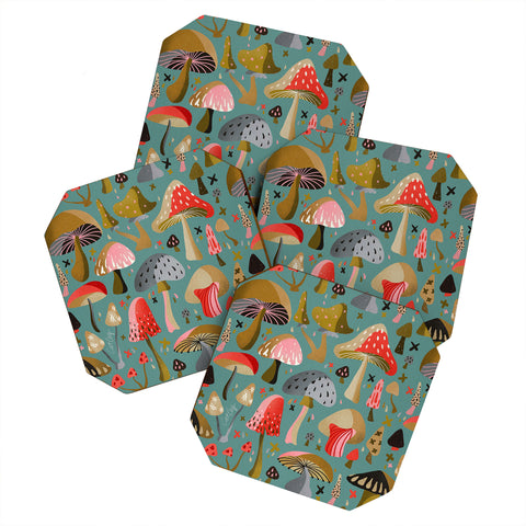 Cat Coquillette Mushroom Collection Mint Coaster Set