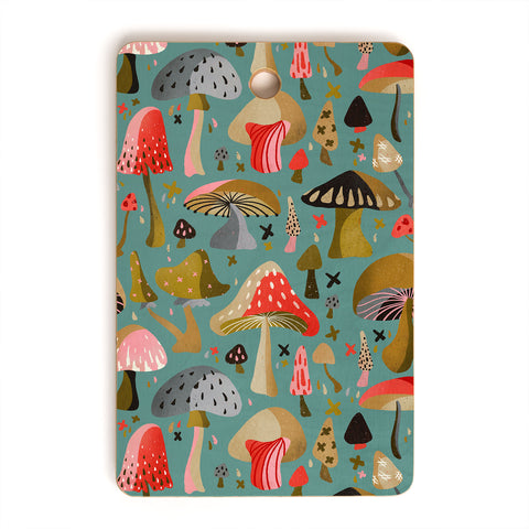 Cat Coquillette Mushroom Collection Mint Cutting Board Rectangle