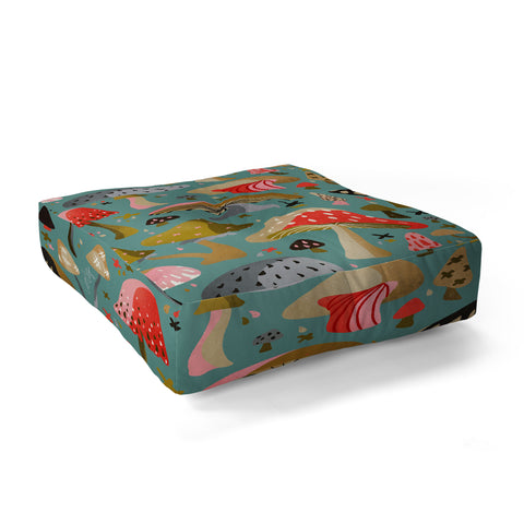 Cat Coquillette Mushroom Collection Mint Floor Pillow Square